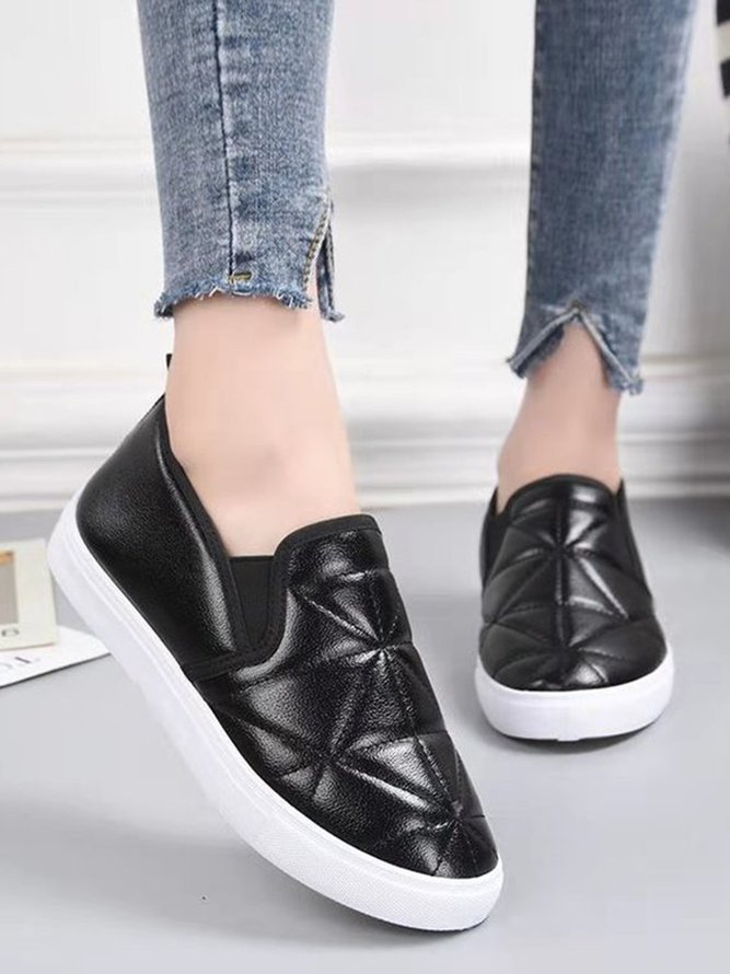 Casual Simple Plaid Warm Flat Shoes