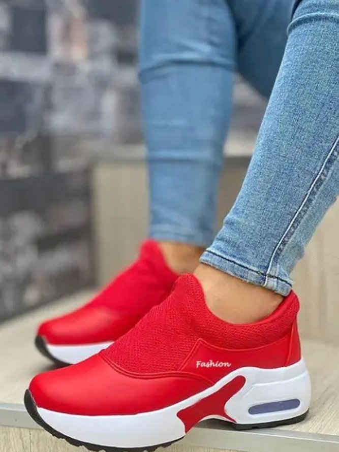 Casual Letter Stitching Flying Knit Sneakers