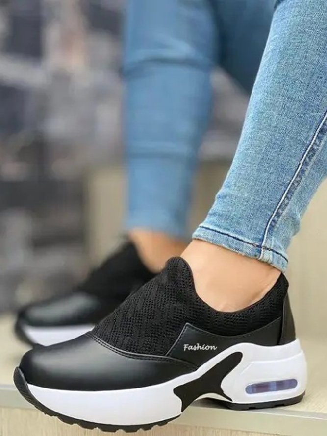Casual Letter Stitching Flying Knit Sneakers