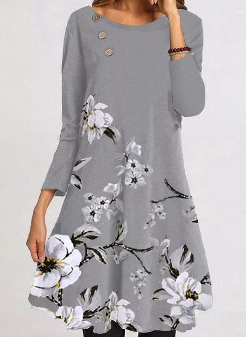 Sweet Loosen Floral Knitting Dress