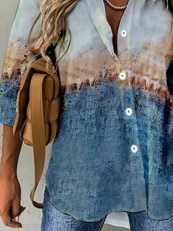 Ombre Vacation Buttoned Shirts & Tops