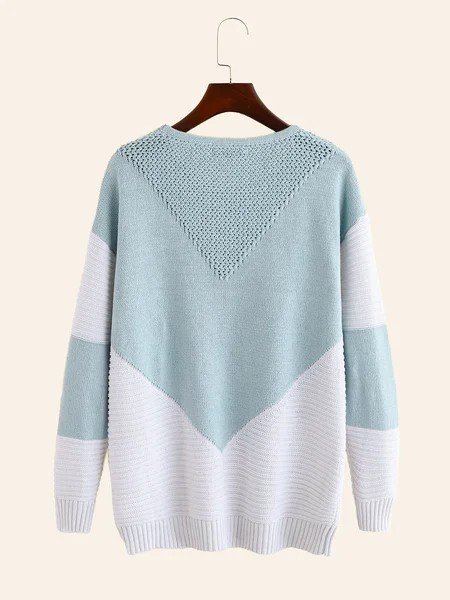Gray Shift Geometric Cotton-Blend Casual Sweater