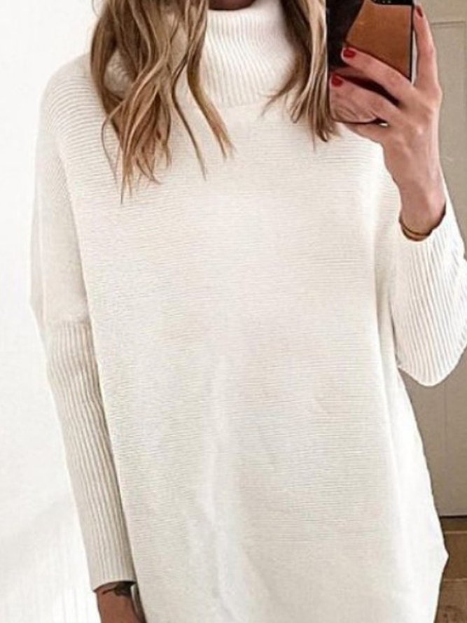 Women Casual Plain Winter Acrylic Crew Neck Mid-weight High Elasticity Daily Long sleeve Sweater