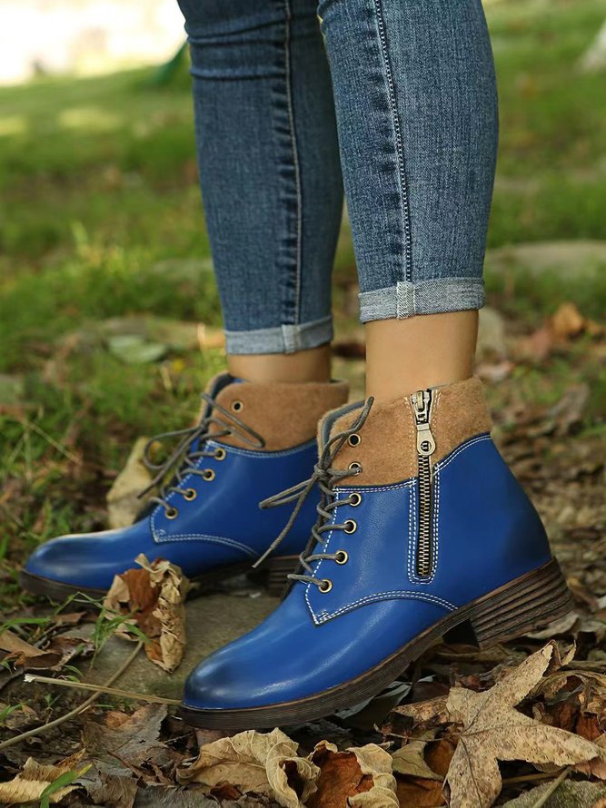 Casual Simple Plain Martin Combat Boots