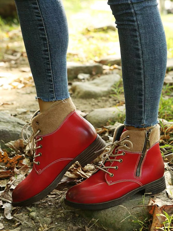 Casual Simple Plain Martin Combat Boots