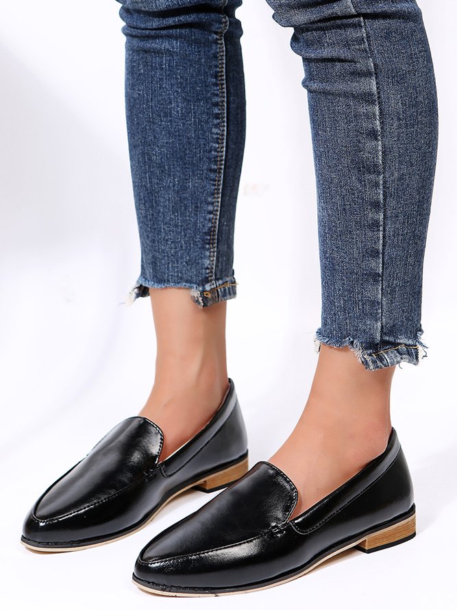 Simple Pointed Plain Loafers