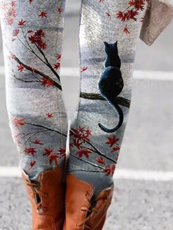 Elegant Animal Cute Cat Pattern Pants
