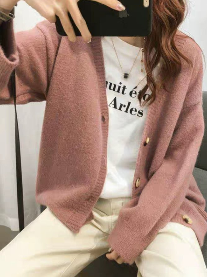 Vintage Casual Plain Sweater
