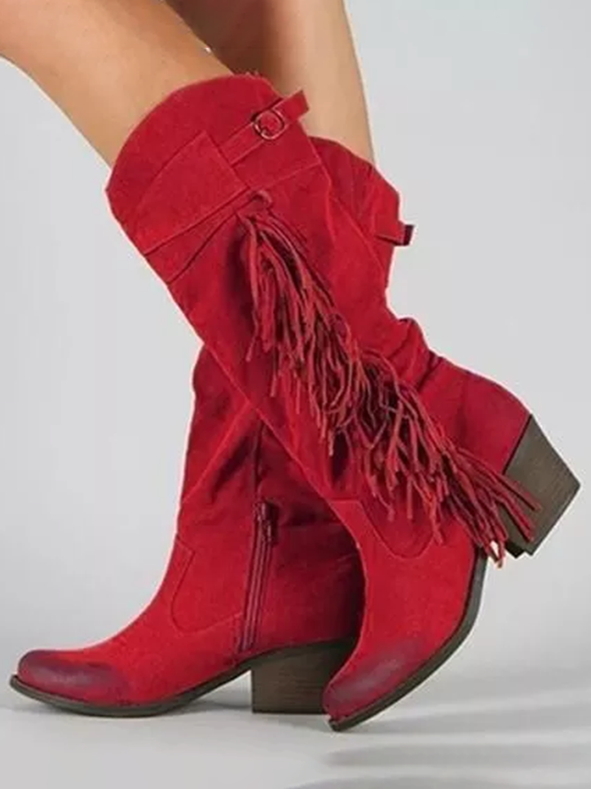 Vintage Tassel Polished Cowboy Boots