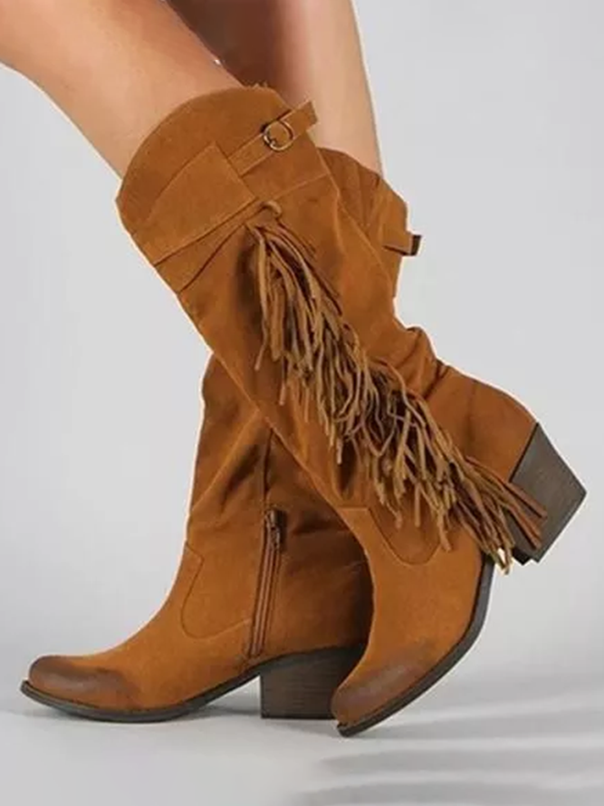 Vintage Tassel Polished Cowboy Boots