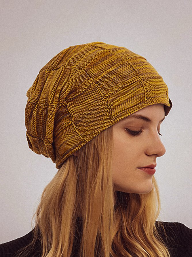 Casual Mixed Color Knitted Warm Hat