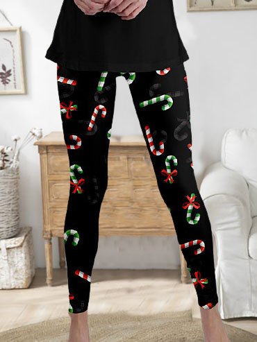Christmas Printed Skinny Elastic waist Long Pants