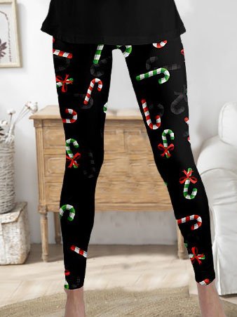 Christmas Printed Skinny Elastic waist Long Leggings