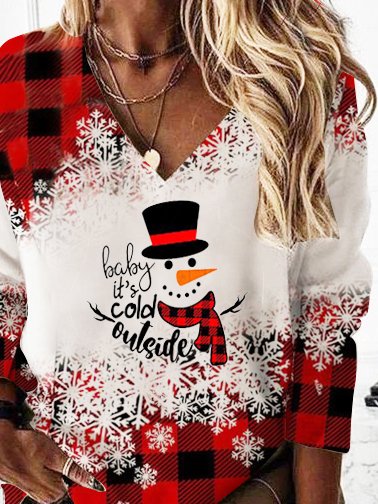 Party Christmas Snowman V Neck Sweatshirtss