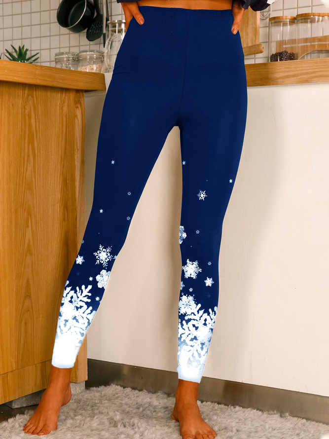 Women Snow Christmas Skinny Leggings