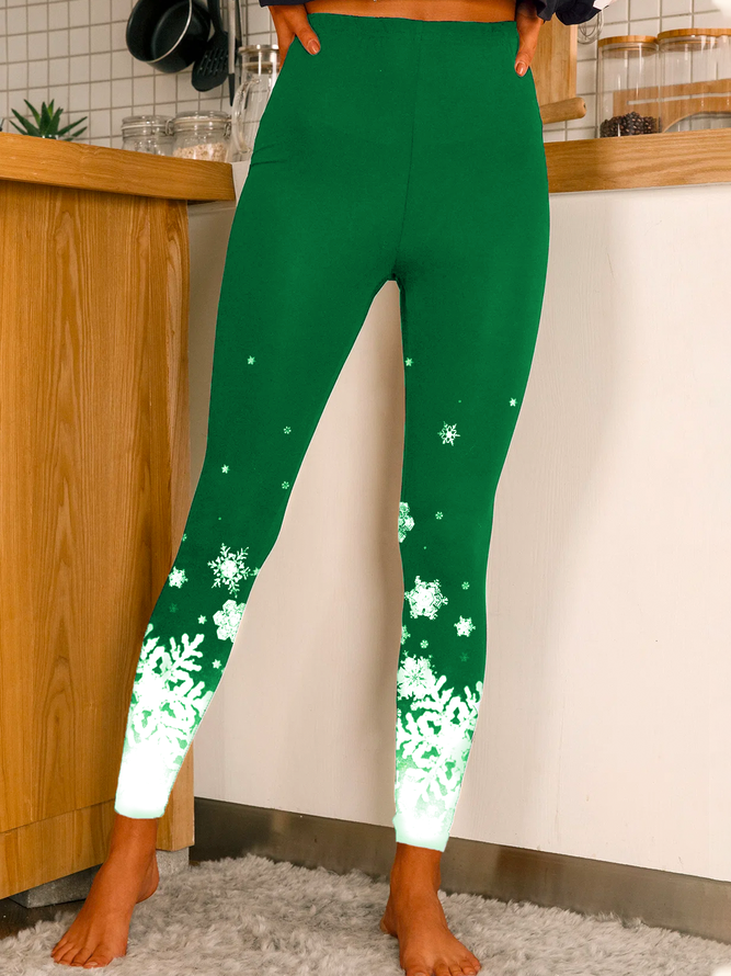 Women Snow Christmas Skinny Leggings