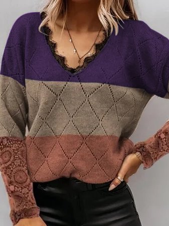Loosen Basics Color Block Sweater