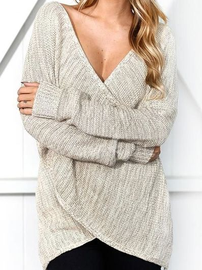 Loosen Casual Cotton Blends Sweater