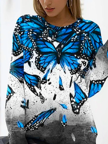 Casual Butterfly Regular Fit Sweatshirts