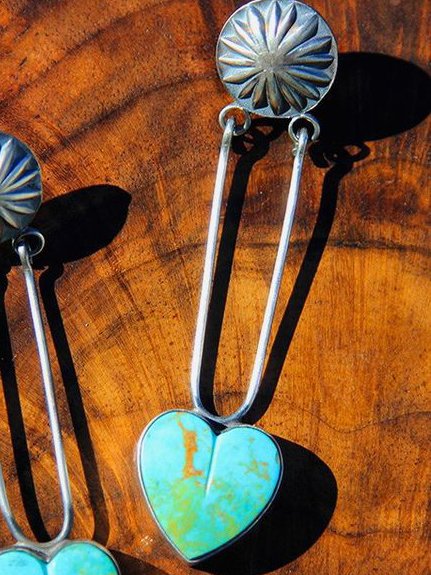 Vintage Turquoise Heart Alloy Earrings
