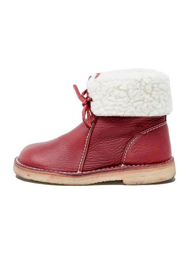 Retro Casual Lace Up Plus Velvet Warm Ankle Snow Boots