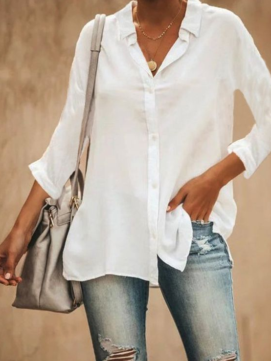 Loose Shirt Collar Casual Shirt & Top