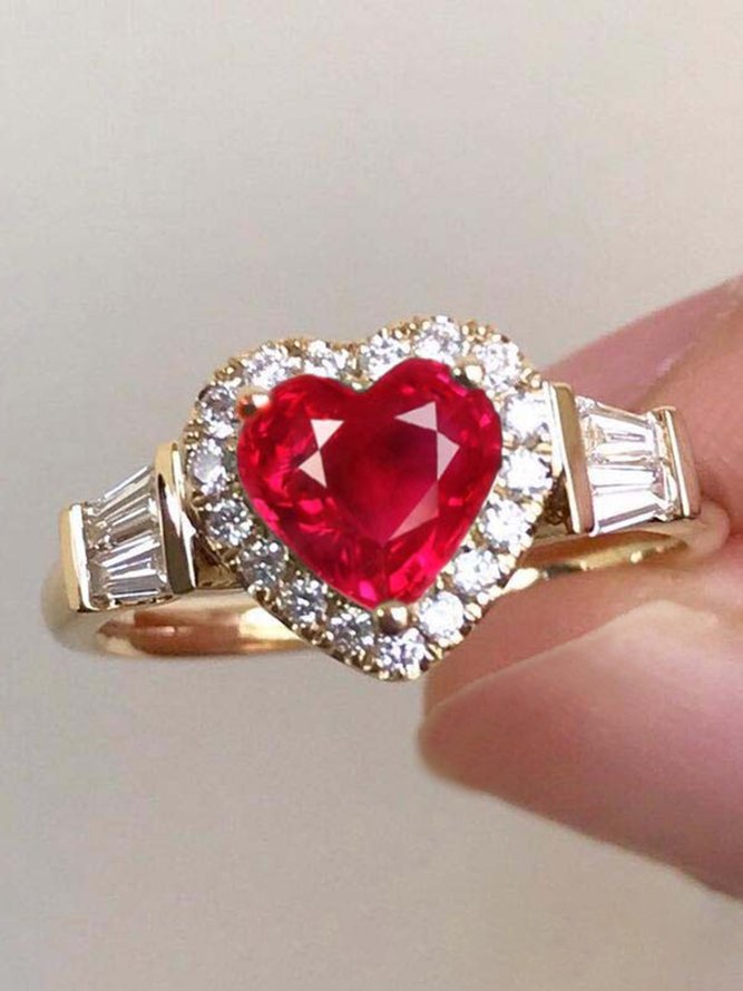 Heart-shaped Crystal Zircon Ring
