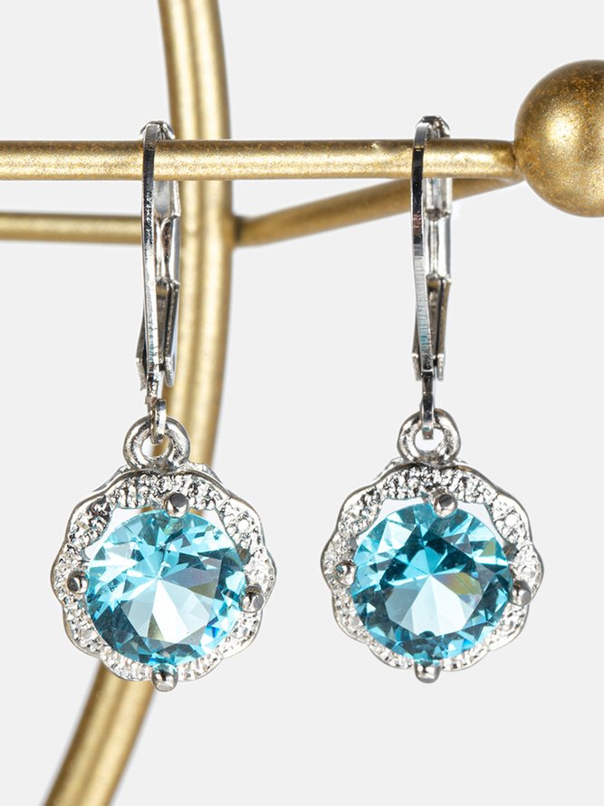 Flower Earrings With Zircon Crystals