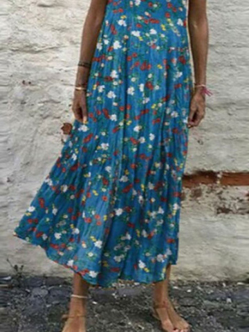 Regular Fit Floral Cotton Blends Dresses