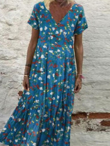 Regular Fit Floral Cotton Blends Dresses