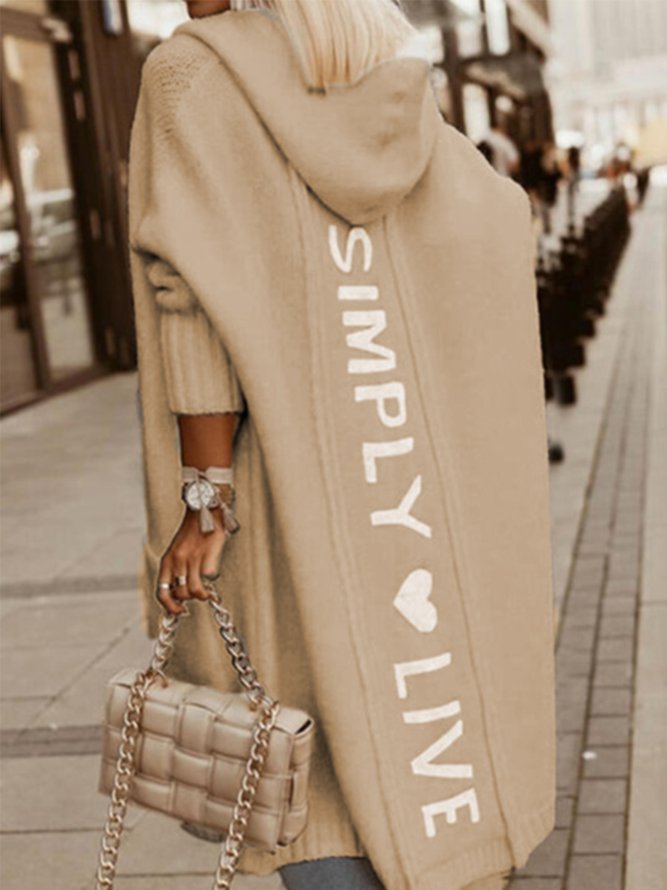Letter Casual Hooded  Sweater Sweater coat