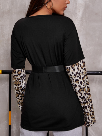 Loosen Leopard Casual Long sleeve tops