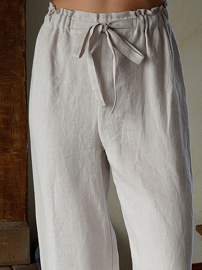 Draw string Plain Cotton Casual Pants