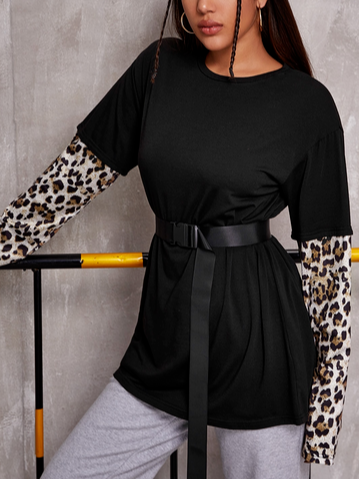 Loose Leopard Casual Long sleeve Top