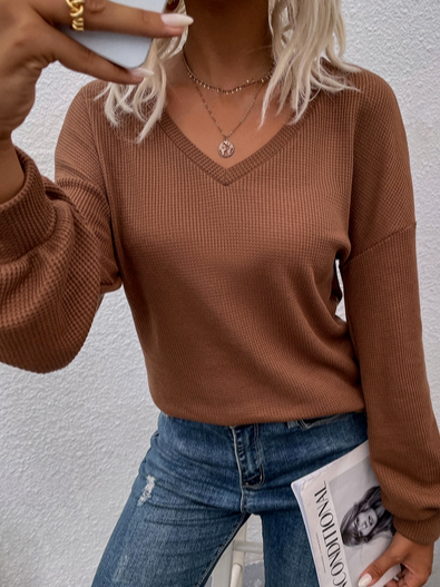 Casual V Neck Loose Long sleeve Top