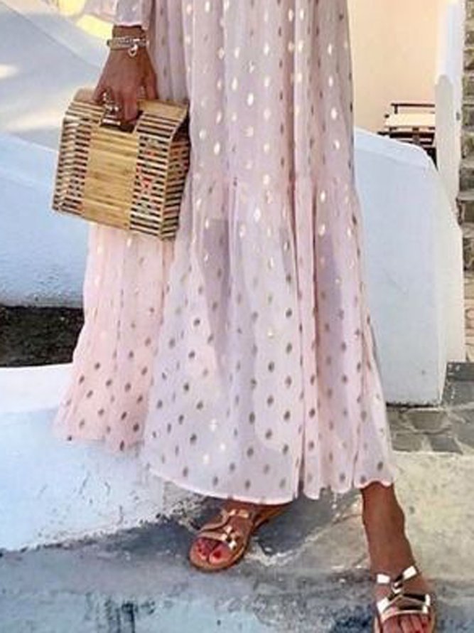 Vacation Chiffon Polka Dots Dresses