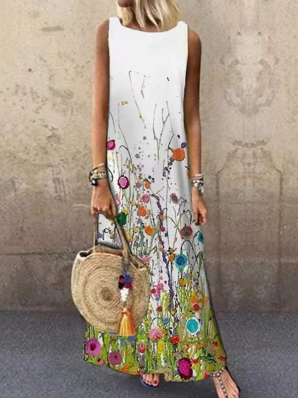 Loosen Floral Vacation Dresses