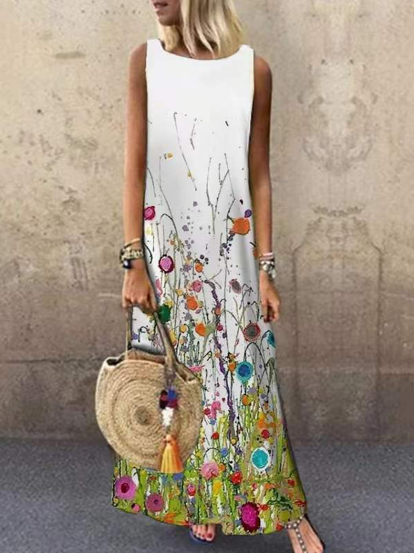 Loosen Floral Vacation Dresses
