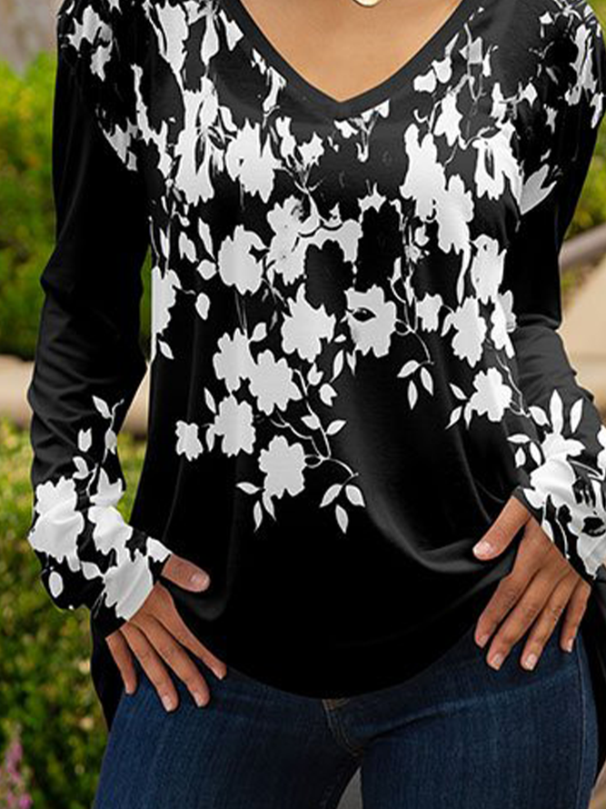 Vacation Cotton Blends Floral Shirts & Tops