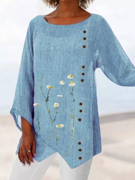 Loose Floral Casual Long Sleeve Top