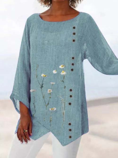 Loose Floral Casual Long Sleeve Top