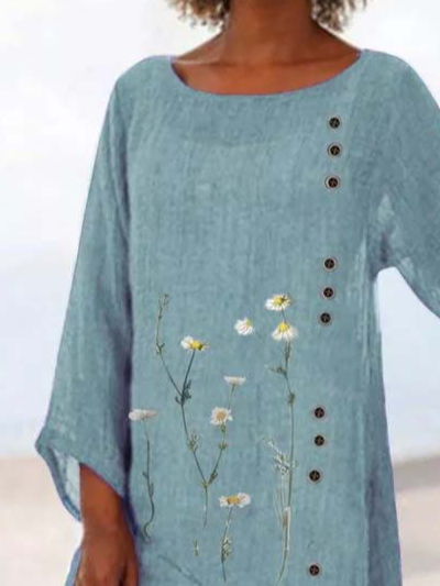 Loose Floral Casual Long Sleeve Top