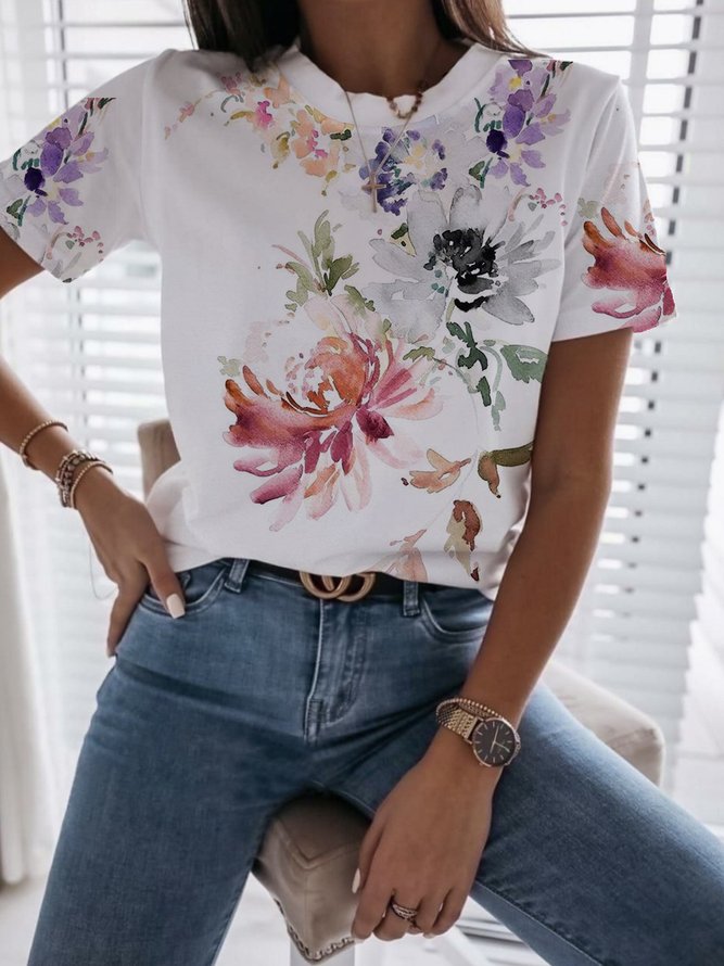 Mother's Day themed floral print spring new hot Women T-shirt