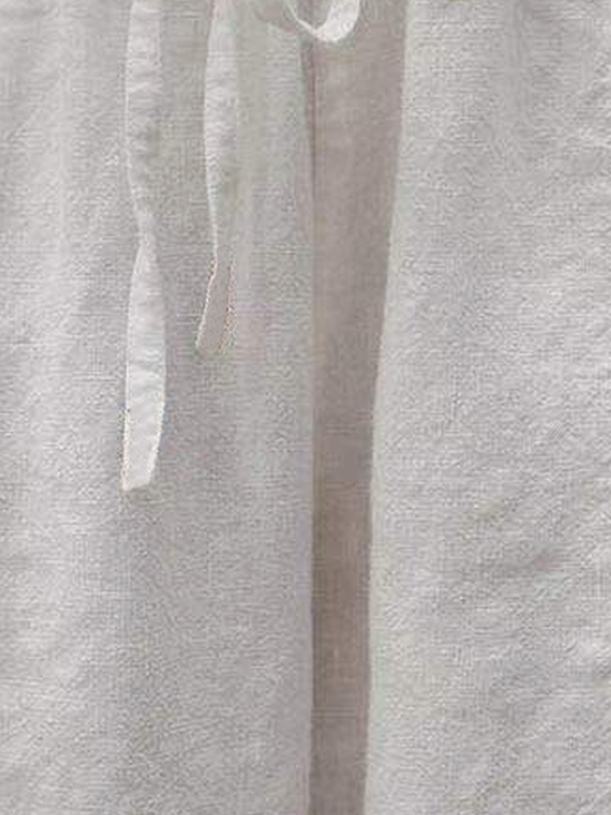 Women Drawstring Waist Cotton Linen Pockets Casual Plain Pants