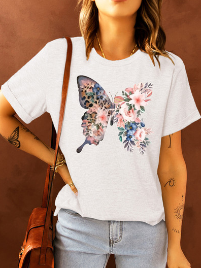 Butterfly Loosen Casual Short Sleeve T-Shirt