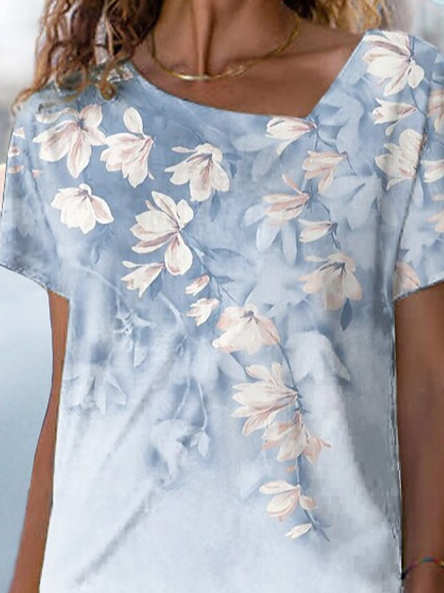 Casual Floral Loose Short Sleeve T-Shirt