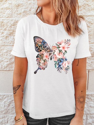 Butterfly Loosen Casual Short Sleeve T-Shirt