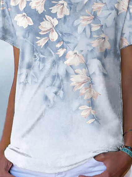 Casual Floral Loose Short Sleeve T-Shirt