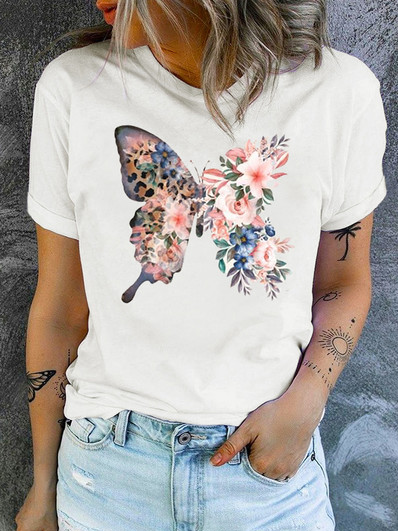 Butterfly Loosen Casual Short Sleeve T-Shirt