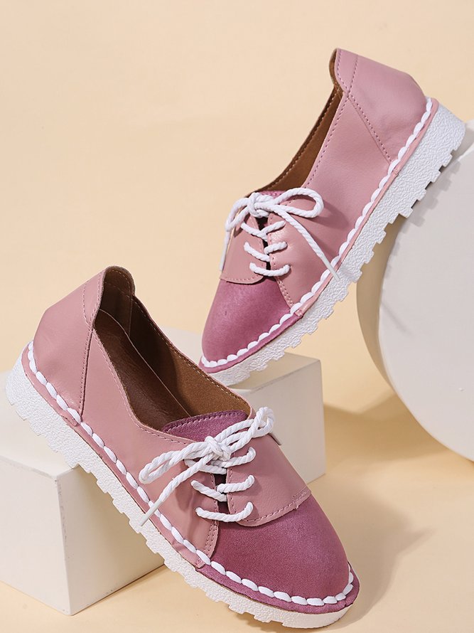 Vintage Contrast Panel Lace-Up Shoes